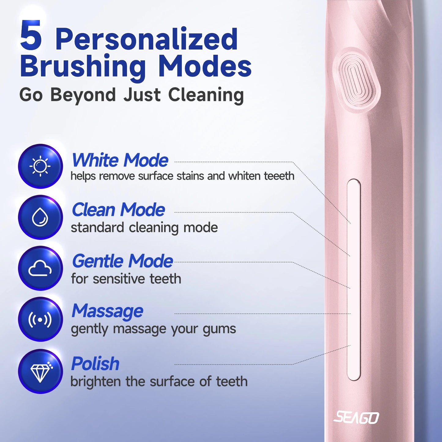 Sonic Toothbrush Electric Toothbrush Touch Control Seamless Button Pressure Sensor with Travel Box Replaceable Brush Head
