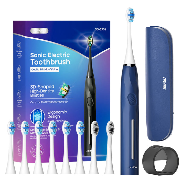 Sonic Toothbrush Electric Toothbrush Touch Control Seamless Button Pressure Sensor with Travel Box Replaceable Brush Head