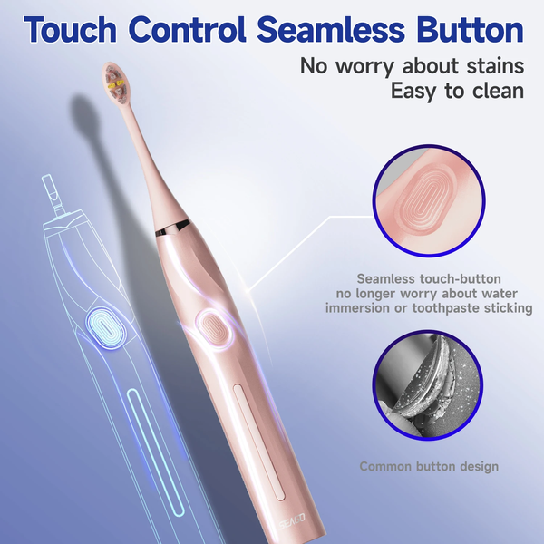 Sonic Toothbrush Electric Toothbrush Touch Control Seamless Button Pressure Sensor with Travel Box Replaceable Brush Head